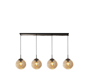 Punch 4Lt Bar Pendant- Black Metal & Champagne Punched Glass