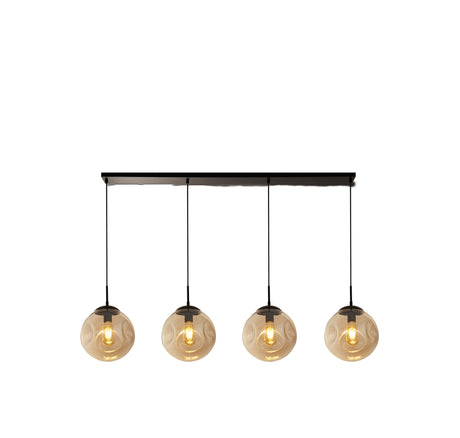 Punch 4Lt Bar Pendant- Black Metal & Champagne Punched Glass
