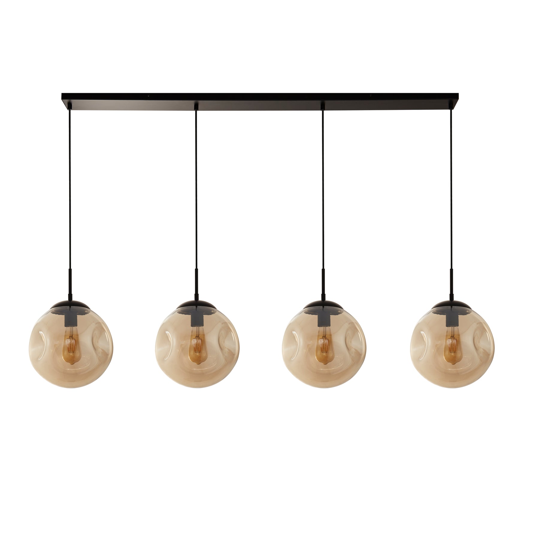 Searchlight Electric Punch 4Lt Bar Pendant- Black Metal & Champagne Punched Glass 22123-4BK