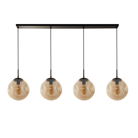 Searchlight Electric Punch 4Lt Bar Pendant- Black Metal & Champagne Punched Glass 22123-4BK