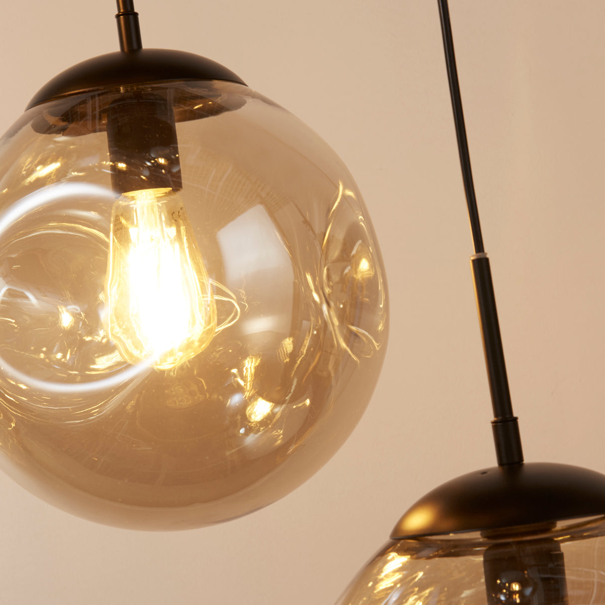 Searchlight Electric Punch 5Lt Multi-Drop Pendant - Black Metal & Champagne Punched Glass 22123-5BK