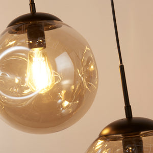 Searchlight Electric Punch 5Lt Multi-Drop Pendant - Black Metal & Champagne Punched Glass 22123-5BK