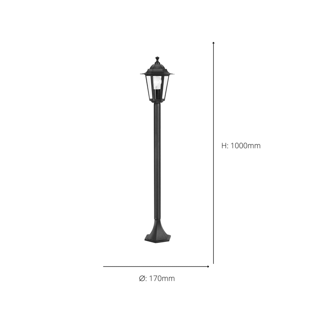 Eglo EU LATERNA?4 Outdoor Pedestal Light – Classic Black Lantern Bollard, E27, IP44 Garden Lighting