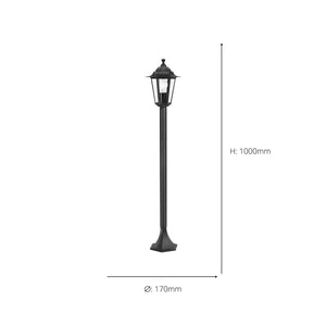 Eglo EU LATERNA?4 Outdoor Pedestal Light – Classic Black Lantern Bollard, E27, IP44 Garden Lighting
