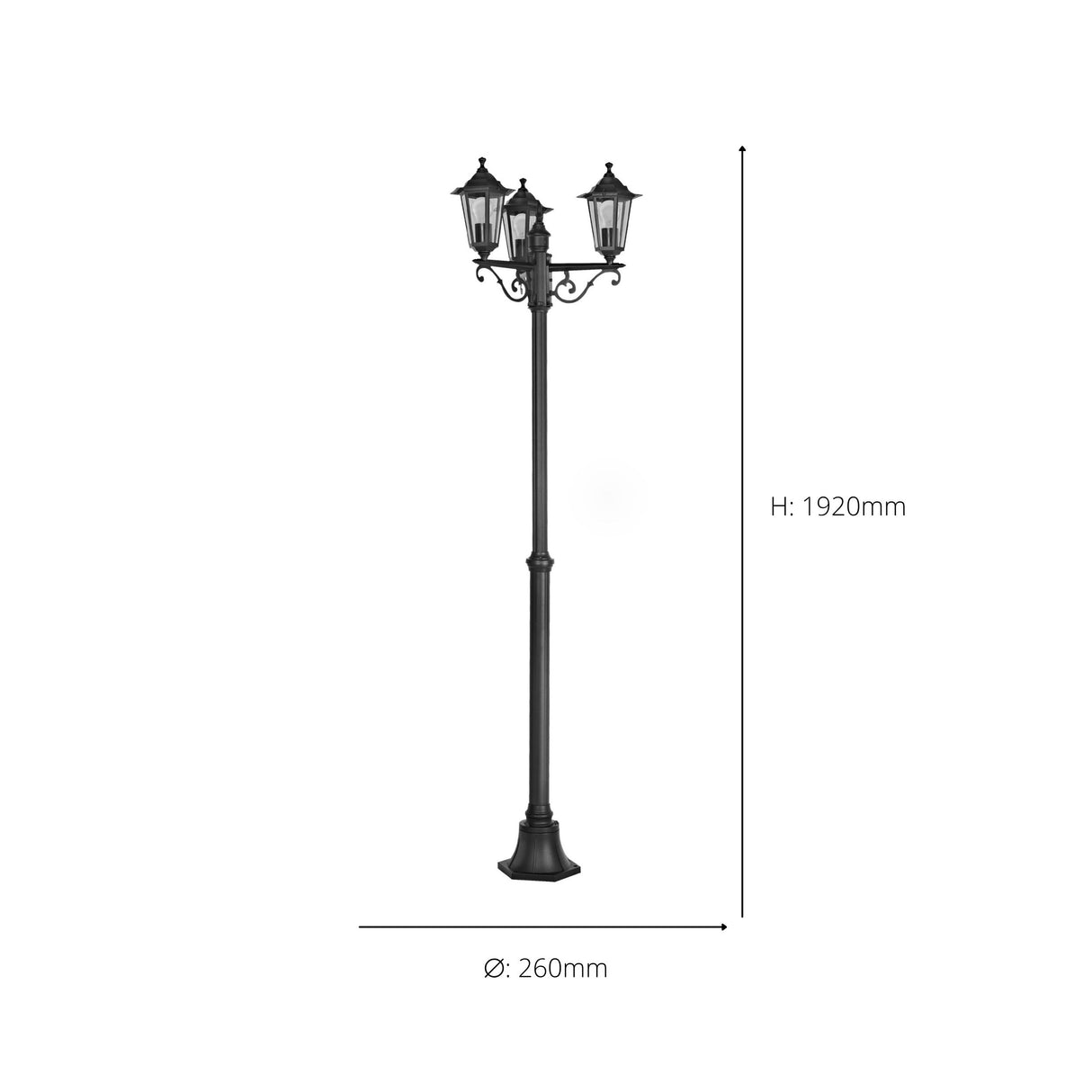 Eglo EU LATERNA?4 Outdoor Floor Light – Classic Black Lantern Post, E27, IP44, Garden & Pathway Lighting
