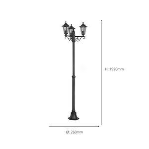 Eglo EU LATERNA?4 Outdoor Floor Light – Classic Black Lantern Post, E27, IP44, Garden & Pathway Lighting