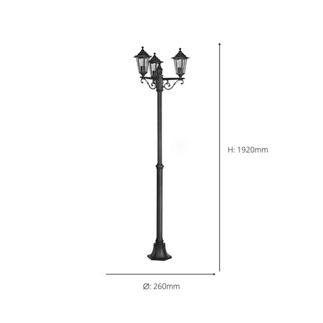 Eglo EU LATERNA?4 Outdoor Floor Light – Classic Black Lantern Post, E27, IP44, Garden & Pathway Lighting