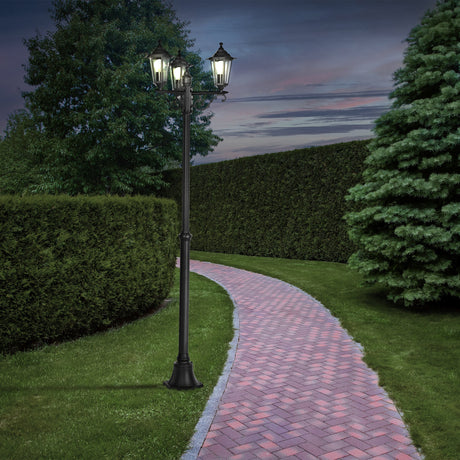Eglo EU LATERNA?4 Outdoor Floor Light – Classic Black Lantern Post, E27, IP44, Garden & Pathway Lighting