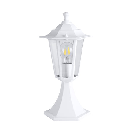 Eglo EU LATERNA?5 Outdoor Pedestal Light – Classic White Lantern Bollard, E27, IP44 Garden Lighting