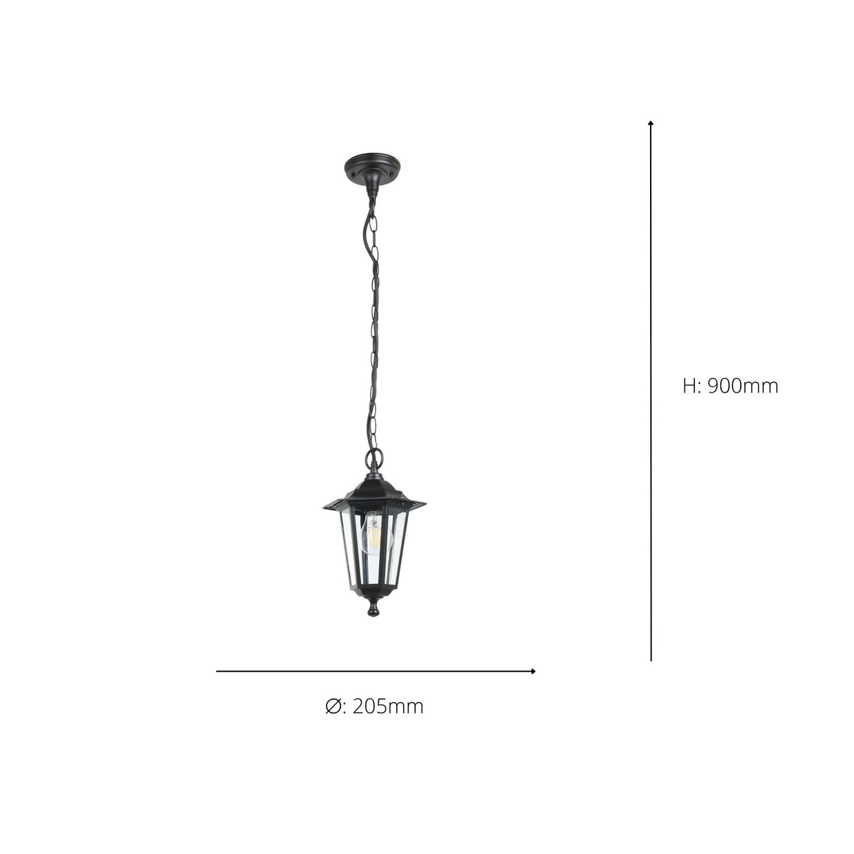 Eglo EU LATERNA?4 Outdoor Pendant Light – Black Cast Aluminium, Clear Glass, E27, IP44 Exterior Lighting