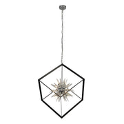 Stellar 6Lt Pendant- Black Metal & Crystal Glass