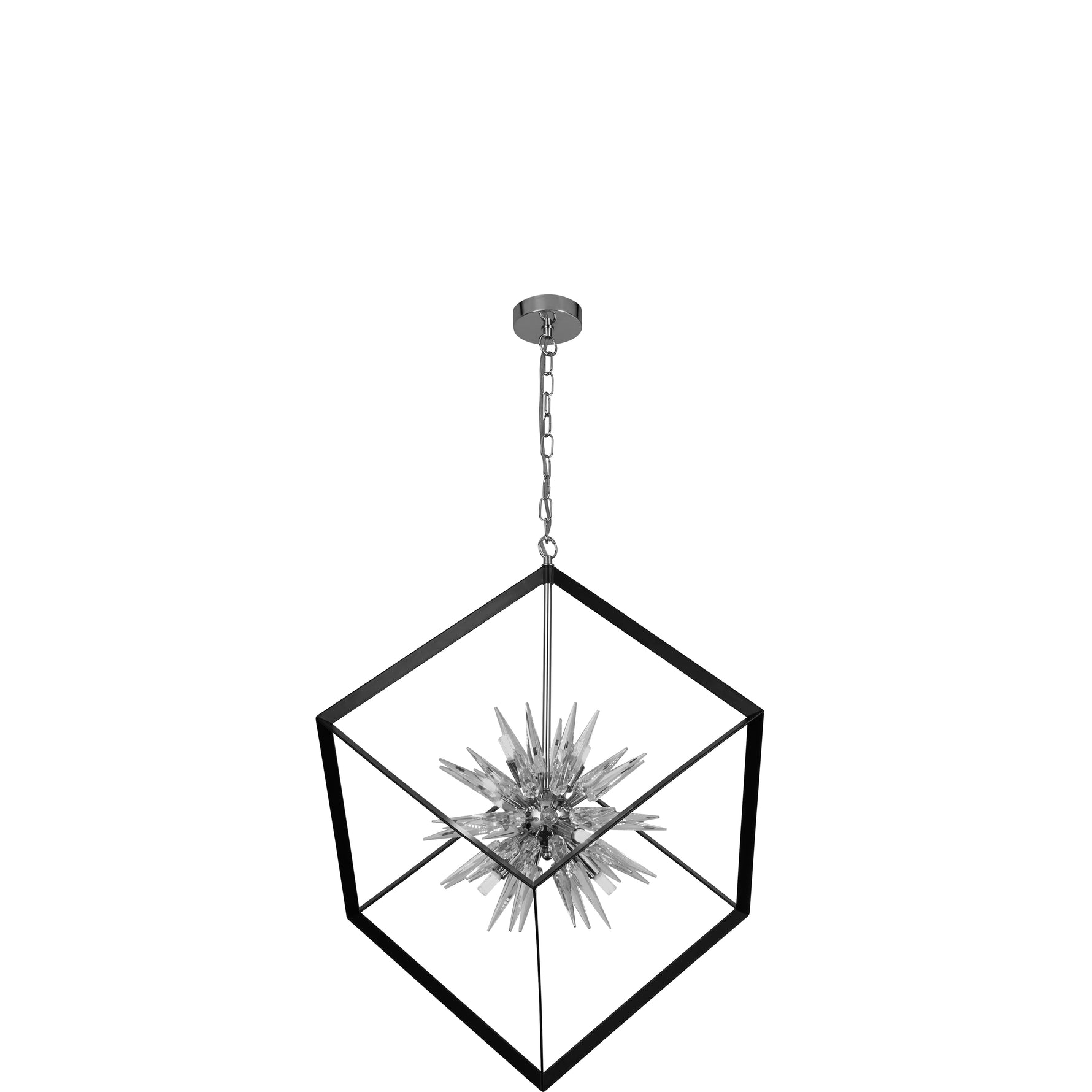 Searchlight Electric Stellar 6Lt Pendant- Black Metal & Crystal Glass 22606-1BK