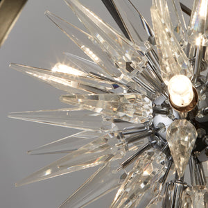 Searchlight Electric Stellar 6Lt Pendant- Black Metal & Crystal Glass 22606-1BK