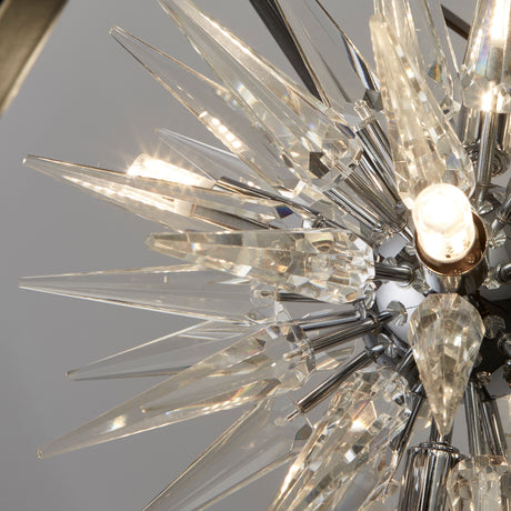 Searchlight Electric Stellar 6Lt Pendant- Black Metal & Crystal Glass 22606-1BK