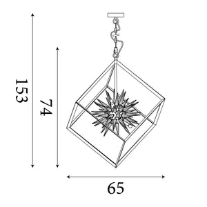 Searchlight Electric Stellar 6Lt Pendant- Black Metal & Crystal Glass 22606-1BK