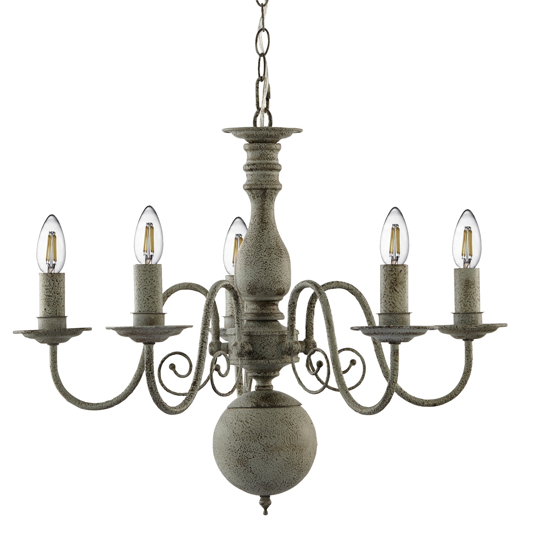 Searchlight Electric Greythorne 5Lt Pendant - Textured Grey Metal 2265-5GY