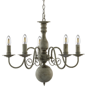 Searchlight Electric Greythorne 5Lt Pendant - Textured Grey Metal 2265-5GY