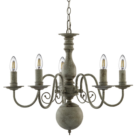 Searchlight Electric Greythorne 5Lt Pendant - Textured Grey Metal 2265-5GY