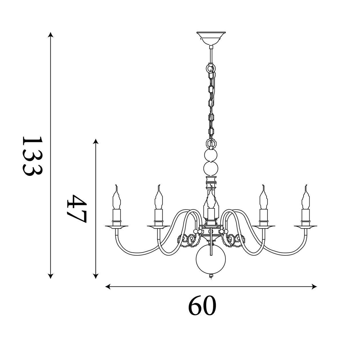 Searchlight Electric Greythorne 5Lt Pendant - Textured Grey Metal 2265-5GY