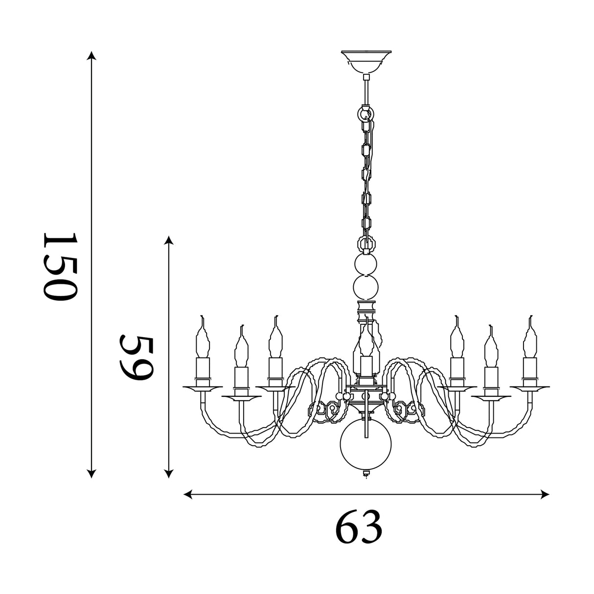 Searchlight Electric Greythorne 8Lt Pendant - Textured Grey Metal 2268-8GY