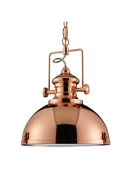 Searchlight Electric Louisiana Pendant  - Copper Metal & Clear Lens 2297CU