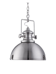 Louisiana Pendant  - Satin Silver Metal & Clear Lens