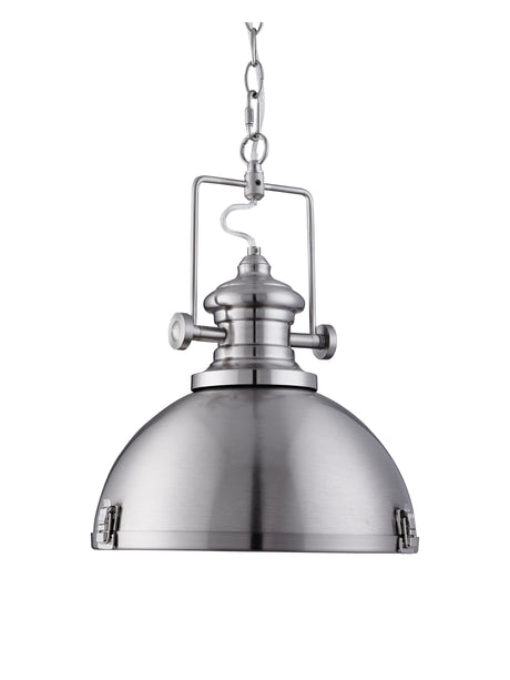 Louisiana Pendant  - Satin Silver Metal & Clear Lens
