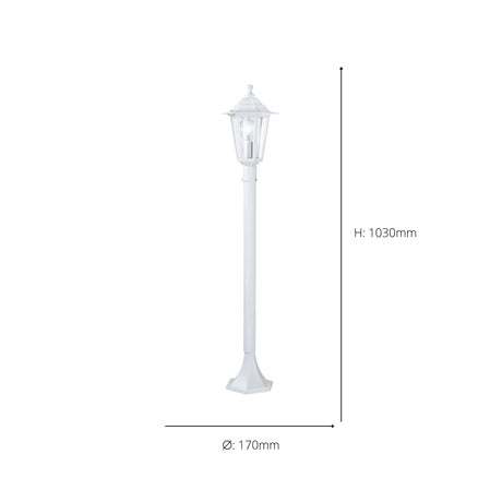 Eglo EU LATERNA?5 Outdoor Floor Light – Classic White Lantern Post, E27, IP44 Garden & Pathway Lighting