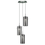 Searchlight Electric Duo II 3Lt Multi-Drop Pendant - Satin Silver & Smoked Glass 2300-3SM