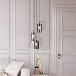 Searchlight Electric Duo II 3Lt Multi-Drop Pendant - Satin Silver & Smoked Glass 2300-3SM