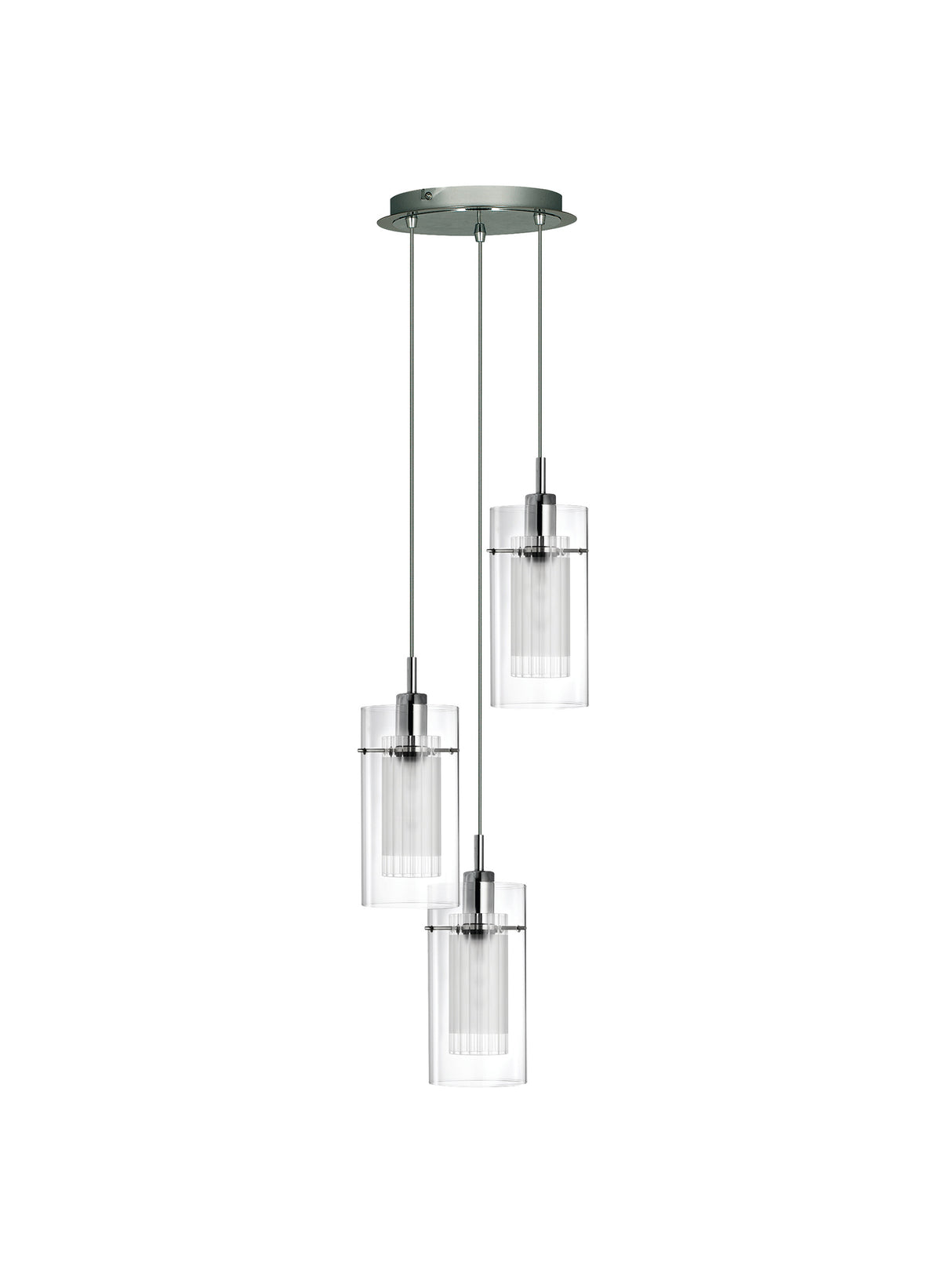 Searchlight Electric Duo I  3Lt Multi-Drop Pendant - Chrome Metal & Double Glass 2300-3