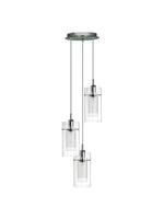 Searchlight Electric Duo I  3Lt Multi-Drop Pendant - Chrome Metal & Double Glass 2300-3