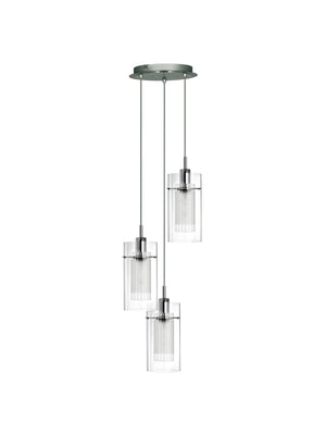 Searchlight Electric Duo I  3Lt Multi-Drop Pendant - Chrome Metal & Double Glass 2300-3