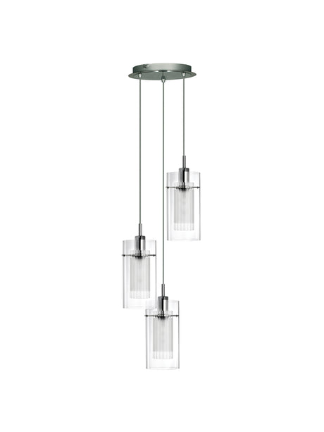 Searchlight Electric Duo I  3Lt Multi-Drop Pendant - Chrome Metal & Double Glass 2300-3
