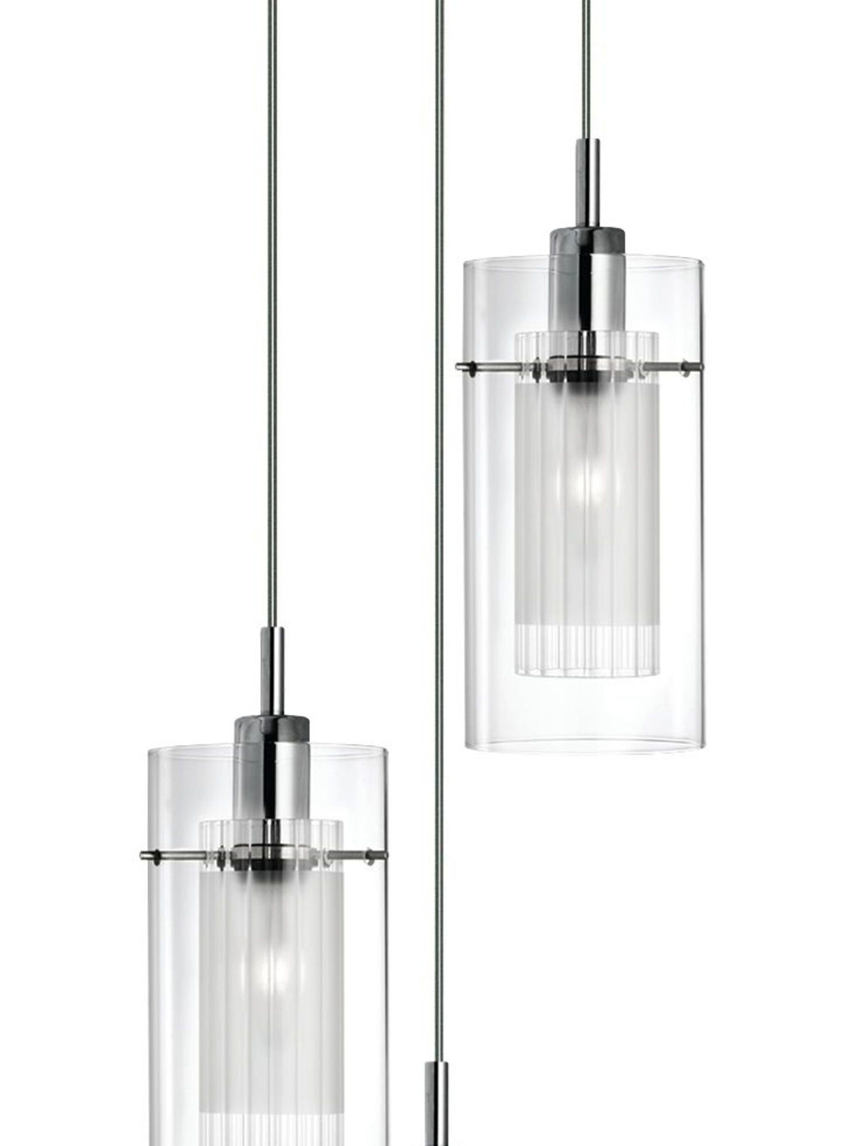 Searchlight Electric Duo I  3Lt Multi-Drop Pendant - Chrome Metal & Double Glass 2300-3