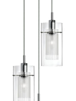 Searchlight Electric Duo I  3Lt Multi-Drop Pendant - Chrome Metal & Double Glass 2300-3