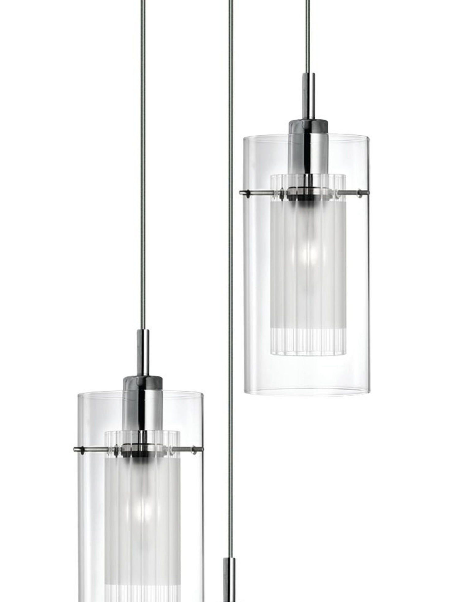 Searchlight Electric Duo I  3Lt Multi-Drop Pendant - Chrome Metal & Double Glass 2300-3