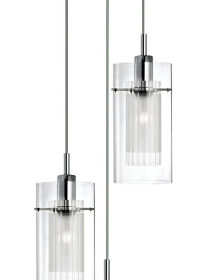 Searchlight Electric Duo I  3Lt Multi-Drop Pendant - Chrome Metal & Double Glass 2300-3