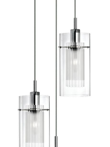 Searchlight Electric Duo I  3Lt Multi-Drop Pendant - Chrome Metal & Double Glass 2300-3