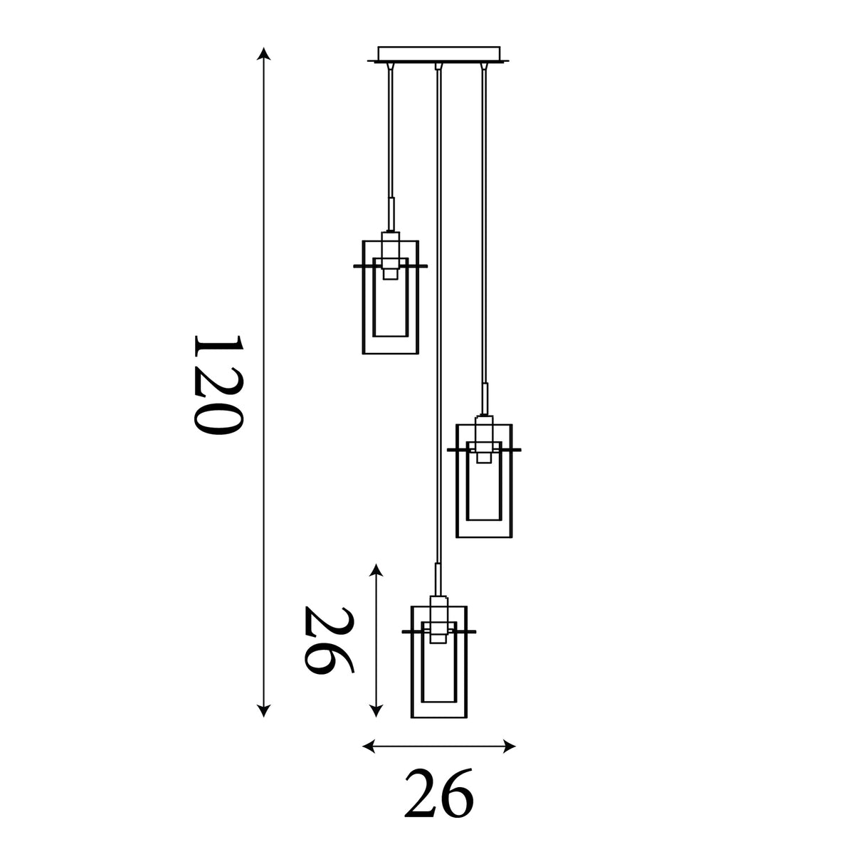 Searchlight Electric Duo I  3Lt Multi-Drop Pendant - Chrome Metal & Double Glass 2300-3