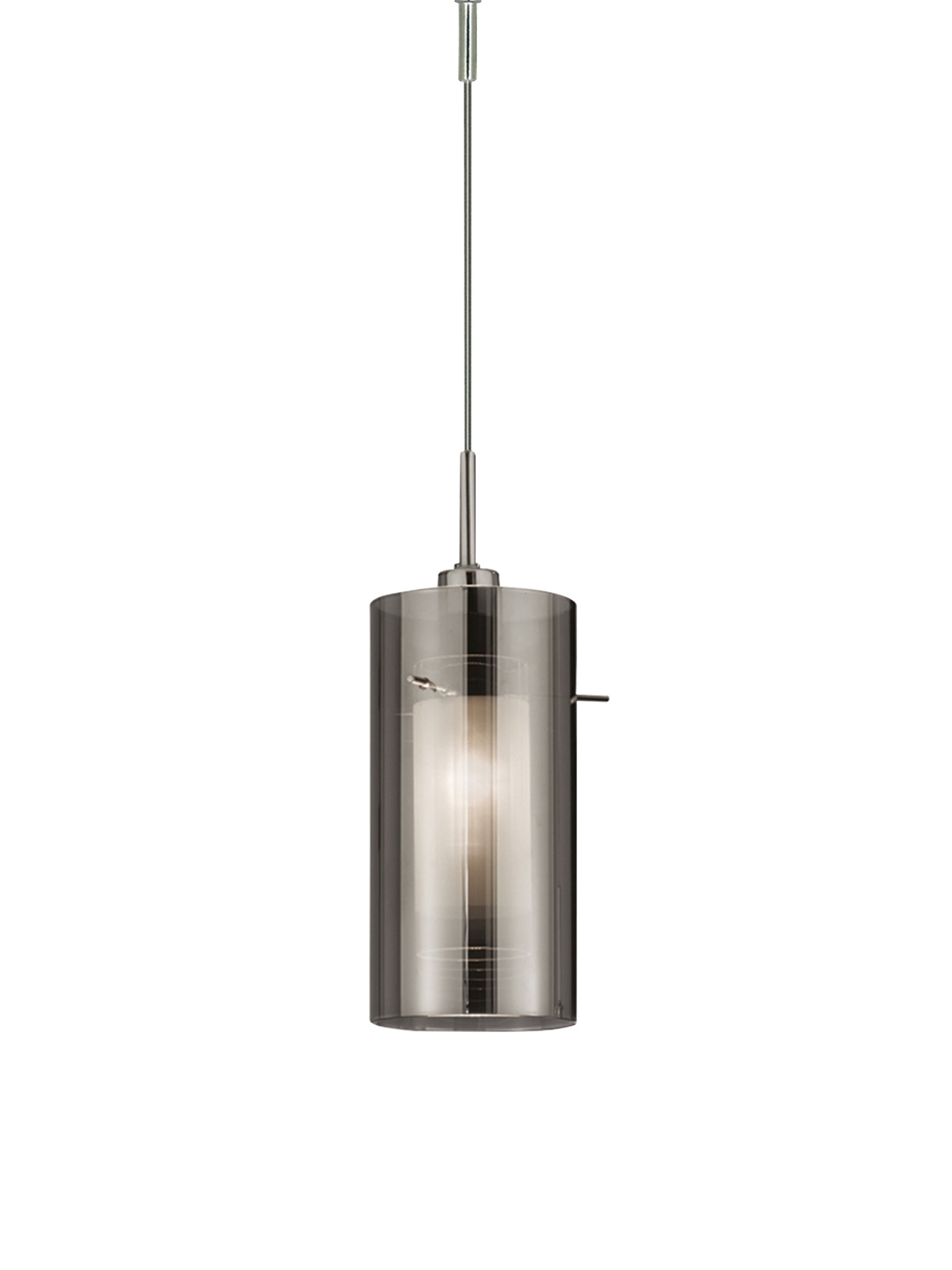 Duo II Pendant - Satin Silver & Smoked Glass