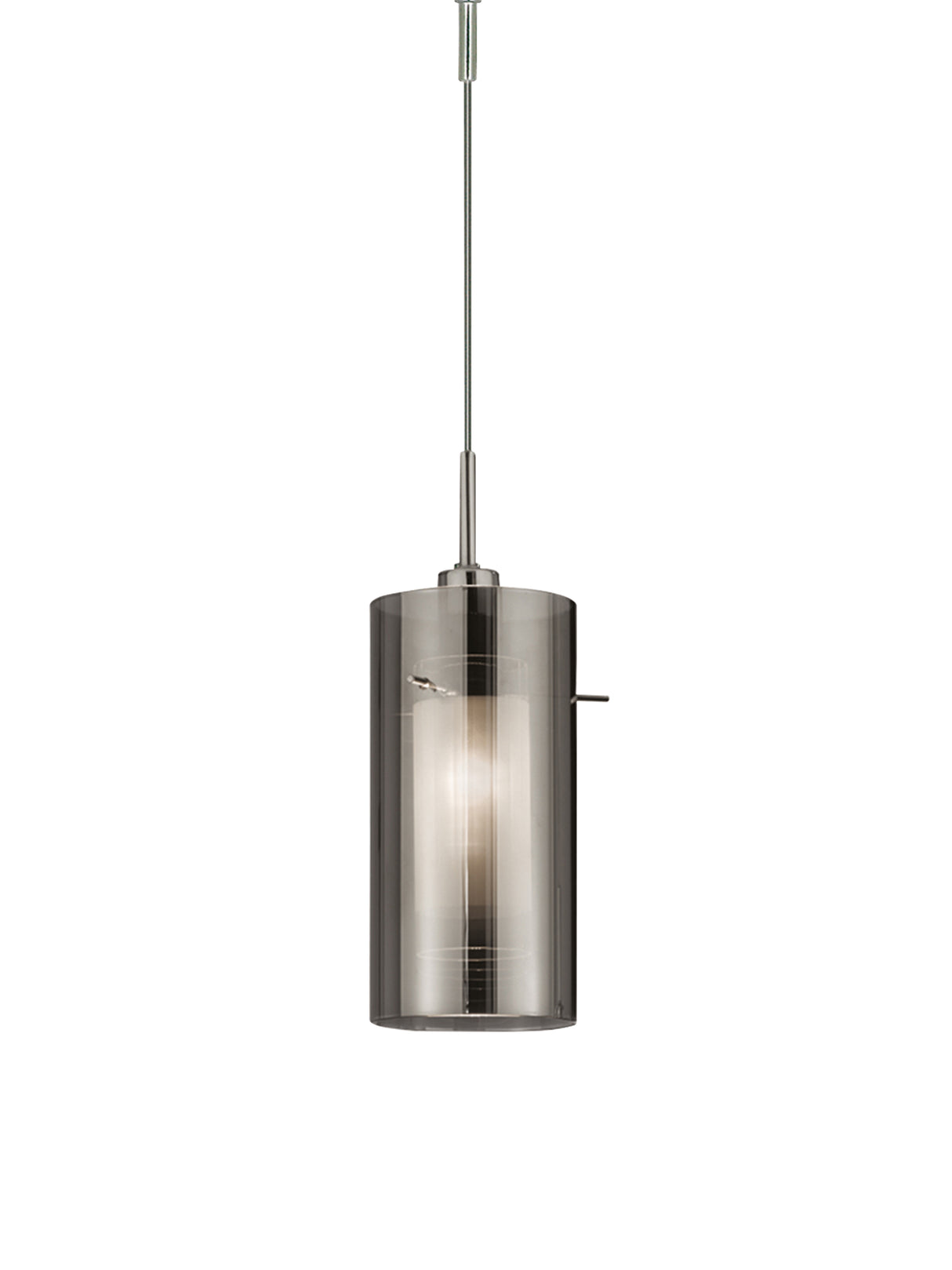 Duo II Pendant - Satin Silver & Smoked Glass