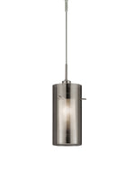Duo II Pendant - Satin Silver & Smoked Glass