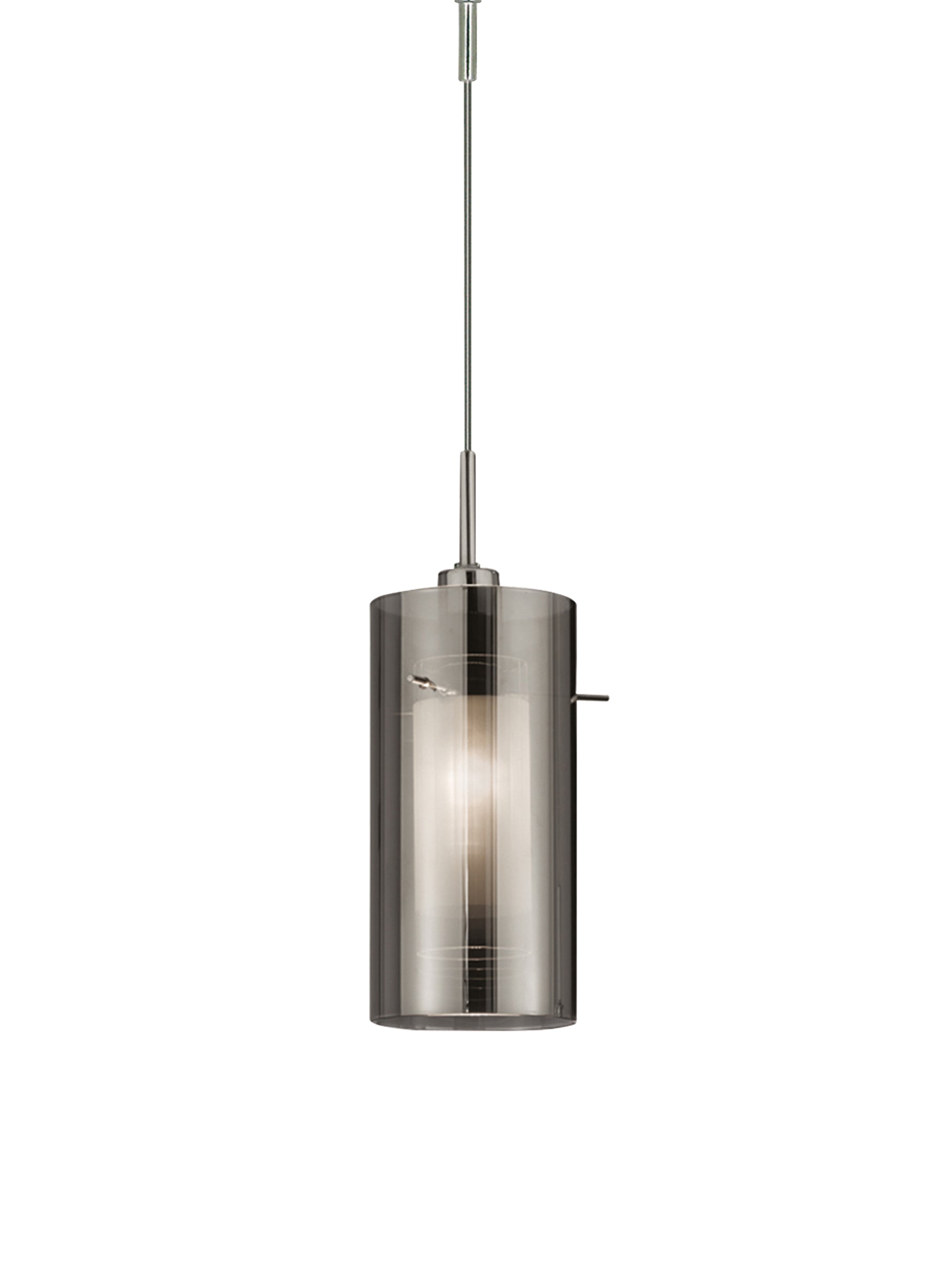 Duo II Pendant - Satin Silver & Smoked Glass