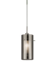 Duo II Pendant - Satin Silver & Smoked Glass