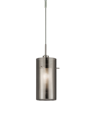 Duo II Pendant - Satin Silver & Smoked Glass