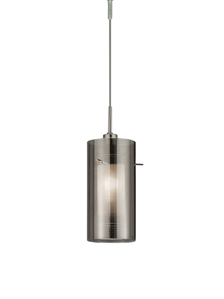 Duo II Pendant - Satin Silver & Smoked Glass