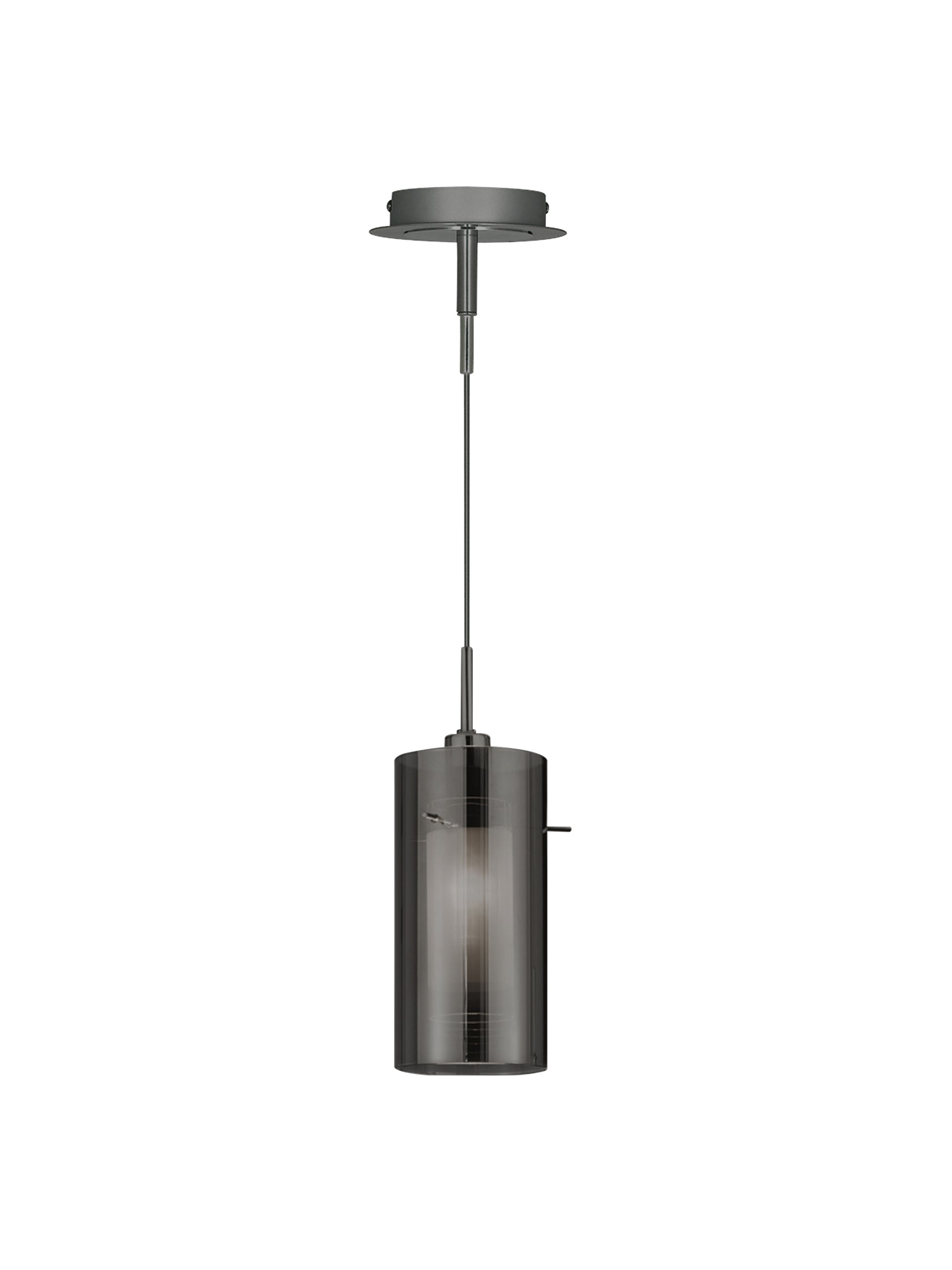 Searchlight Electric Duo II Pendant - Satin Silver & Smoked Glass 2301SM