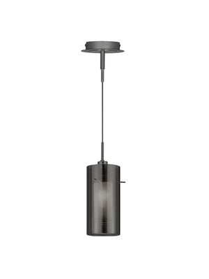 Searchlight Electric Duo II Pendant - Satin Silver & Smoked Glass 2301SM