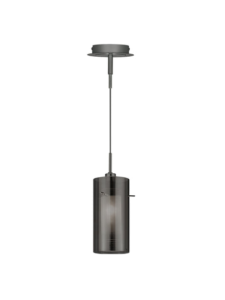 Searchlight Electric Duo II Pendant - Satin Silver & Smoked Glass 2301SM